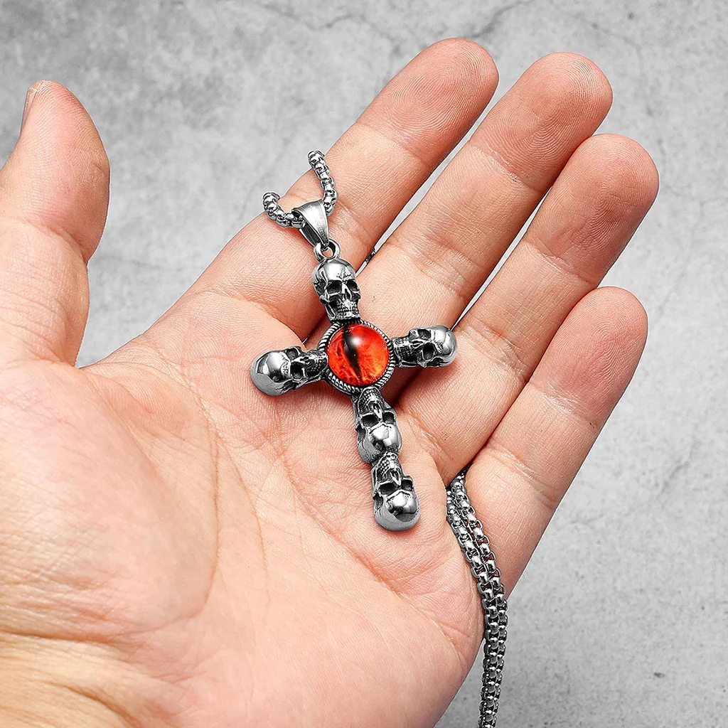 Dödskalle Halsband (Stål) Sauron's Cross - Bild 3