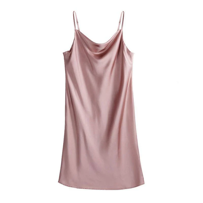 Lady Sexig Silk Nattlinne Cowl Neck Rygglös Chemise - Bild 3