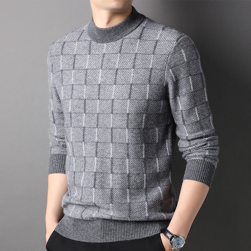 MENS COLOR Block Diamond Mönster Pure Cashmere Sweater Crew Neck