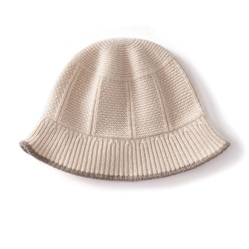 Pure Cashmere Bucket Hat Textured Cashmere Bucket Cap Ribkant