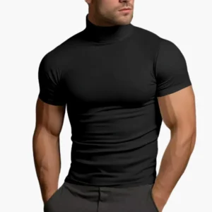 Herr T-shirt med polokrage och lång ärm