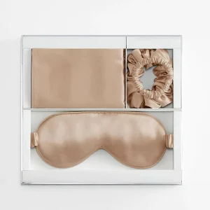Silk Travel Essential Set 4 PCS Silk Pudowcase Scrunchy and Eyemask