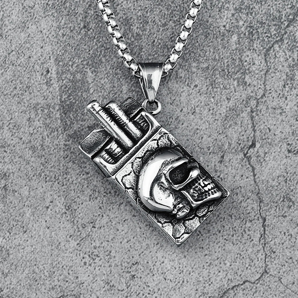 Dödskalle Halsband (Stål) Skull Cigarettes - Bild 5