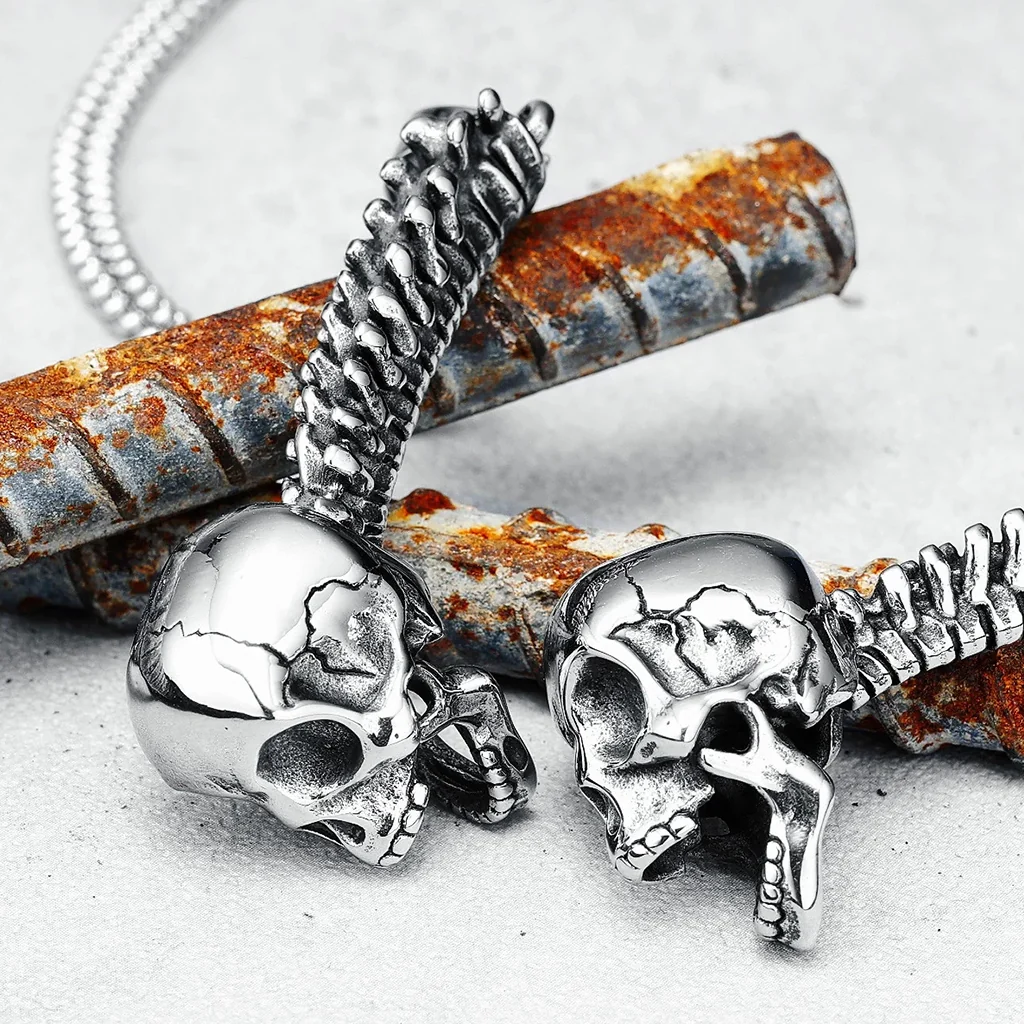 Dödskalle Halsband (Stål) Spine Skull - Bild 5