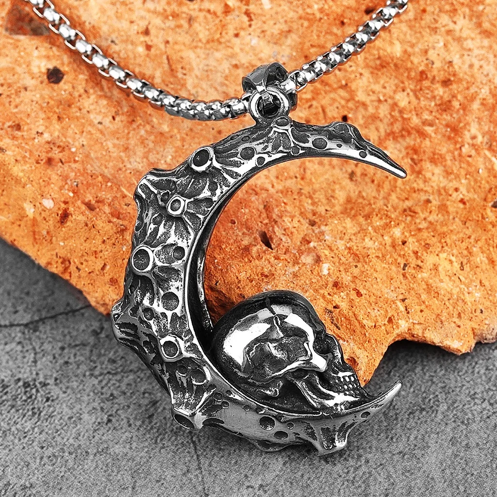 Dödskalle Halsband (Stål) Moon Skull - Bild 6