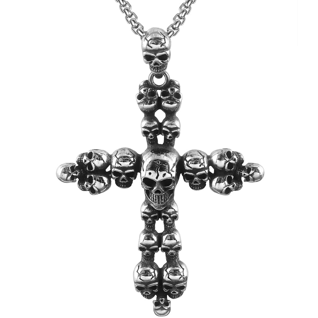 Dödskalle Halsband (Stål) Cranium Cross - Bild 2