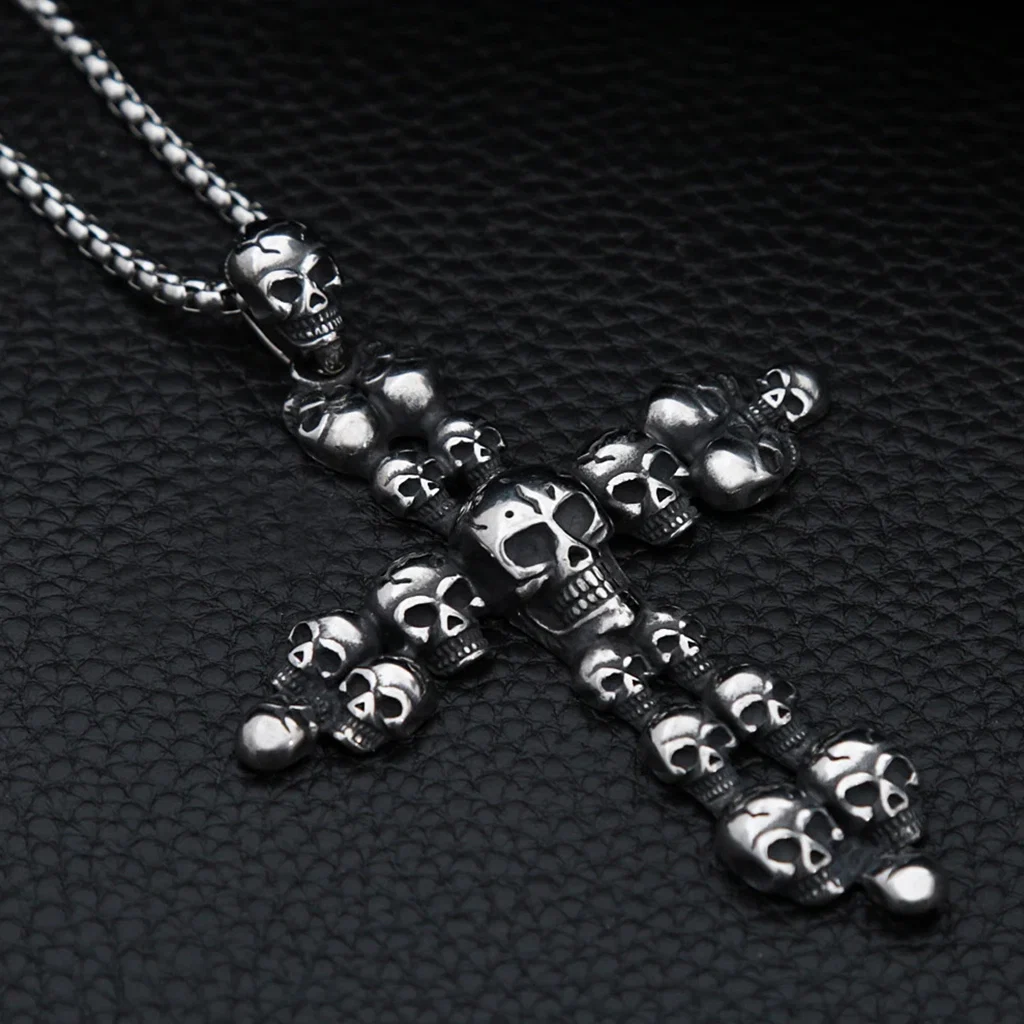 Dödskalle Halsband (Stål) Cranium Cross - Bild 5