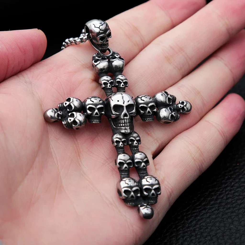 Dödskalle Halsband (Stål) Cranium Cross - Bild 7