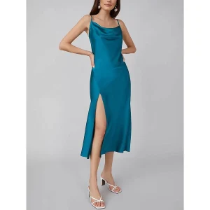 Sommarsilkklänning Damer Cowl Neck Pure Silk Slip Dress
