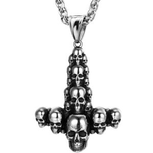 Dödskalle Halsband (Stål) Viking Cross