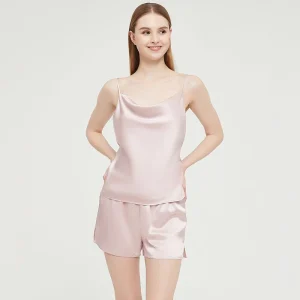 Womens Cowl Neck Silk Camisole Silk Pyjamas Set