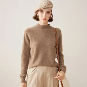 Kvinnors halvturtleneck kashmir tröja stickad kashmirtröja